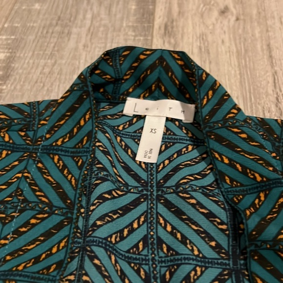 Leith Teal Colonial Geo Block Kimono - Picture 4 of 8